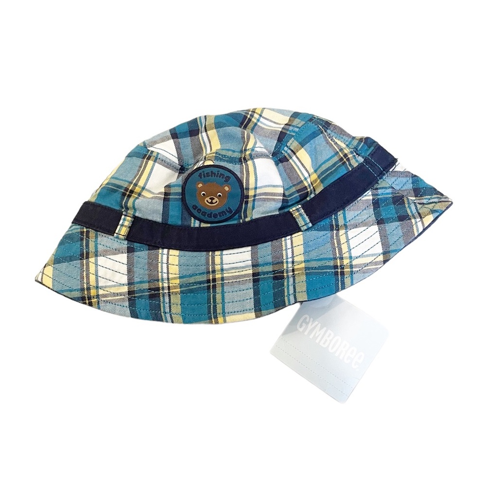 NWT Plaid Boys Bucket Hat Camping Bear Themed Size 6-12 months